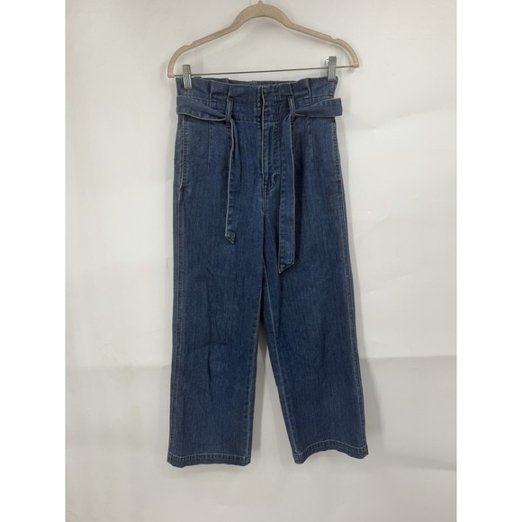 Madewell Denim - Madewell Paperbag Belted Trouser Jeans Women 25 Blue Medium Wash Straight Leg